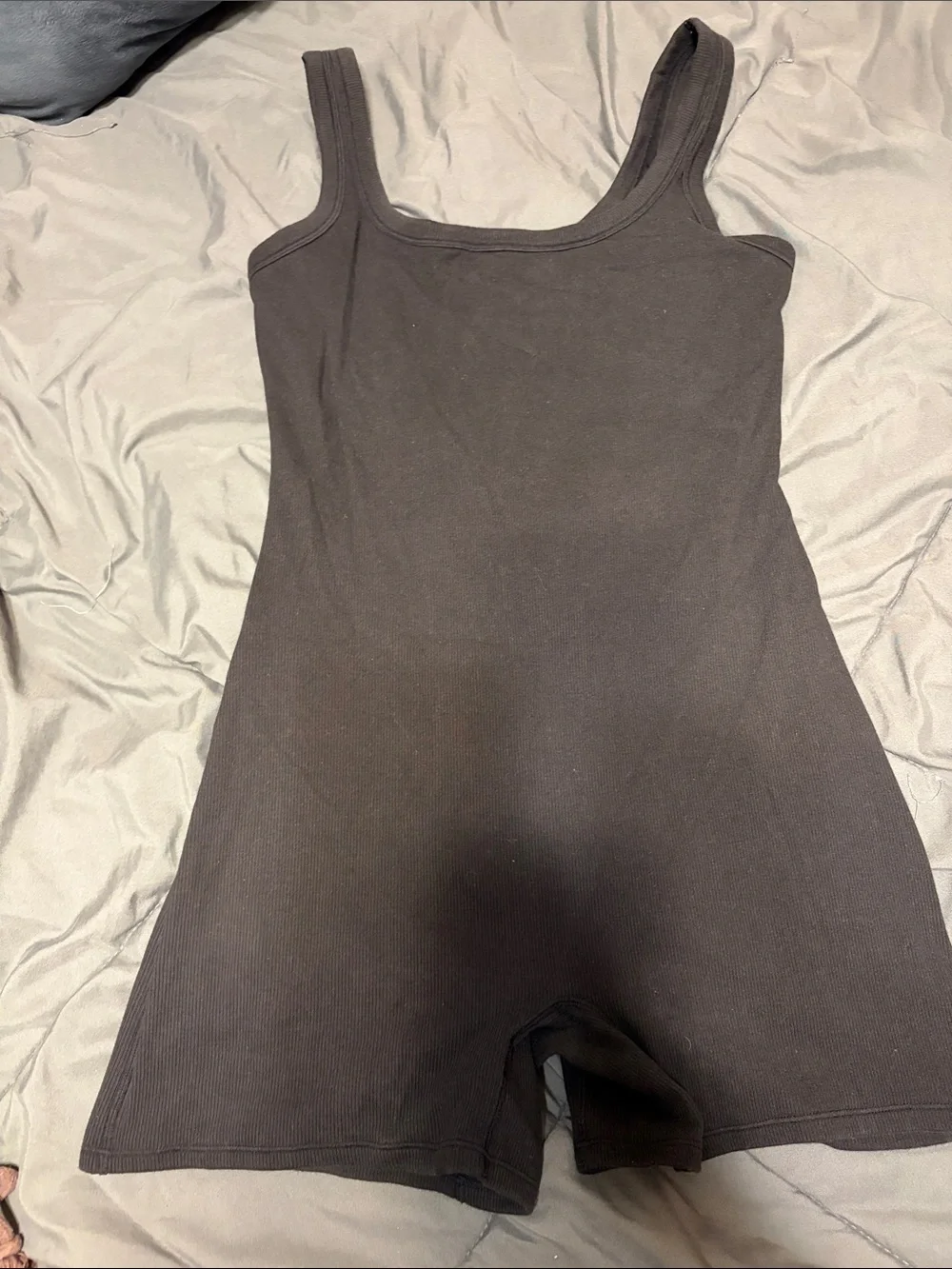 No Boundaries Black Ribbed Tank One-Piece Romper - Picture 1 of 2
